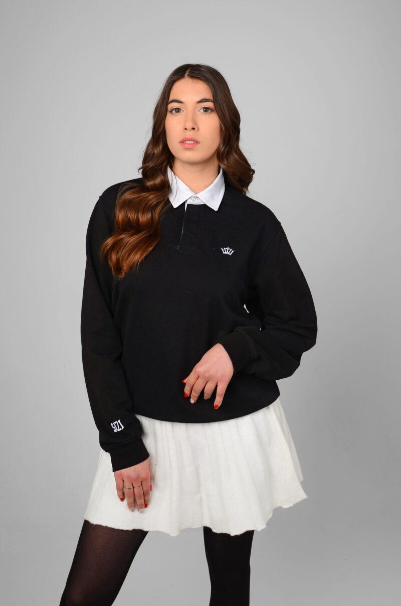 BLUZA POLO Z KOŁNIERZEM "KINGDOM SIZI" [CZARNA] - UNISEX